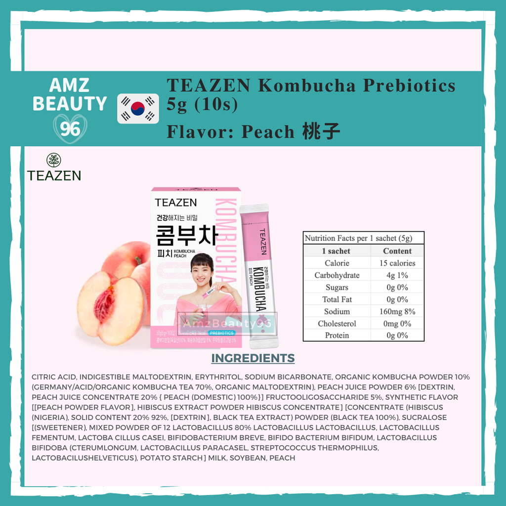 Teazen Kombucha Tea Prebiotics (5g) 01 Peach 10s