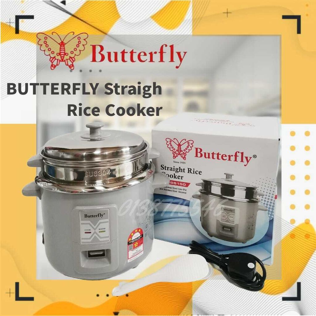 New Butterfly Stainless Steel SS Inner Pot Rice Cooker BRC SS150