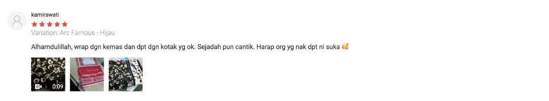 Review dari pelanggan beli sejadah di SEJADAH.CO