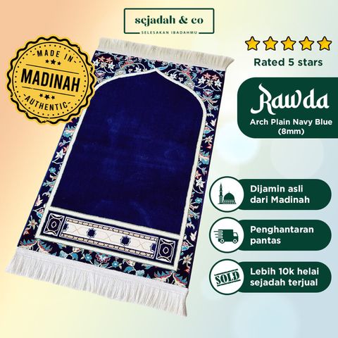 02_Sejadah SCO Rawda Arch Plain Navy Blue 8mm