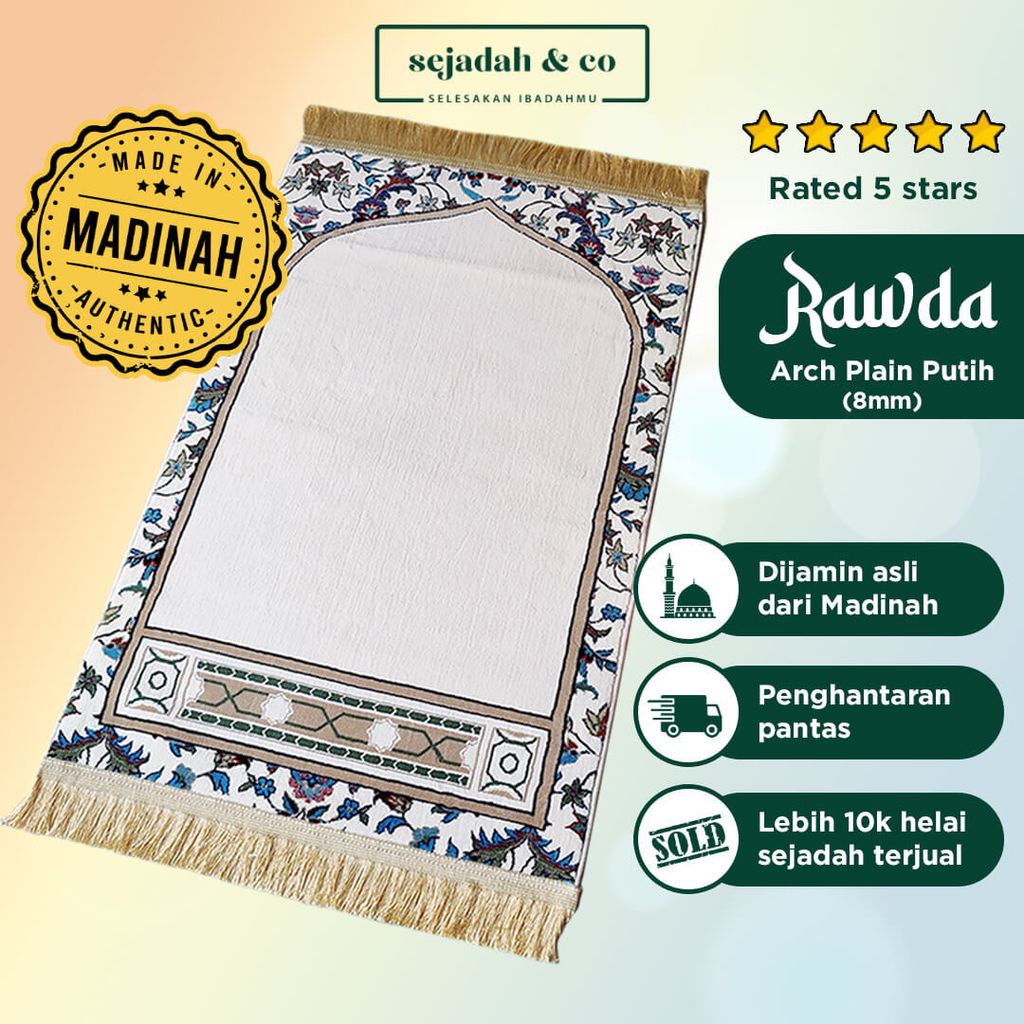 05_Sejadah SCO Rawda Arch Plain Putih 8mm