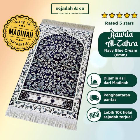 04_Sejadah SCO Rawda Al-Zahra Navy Blue Cream 8mm