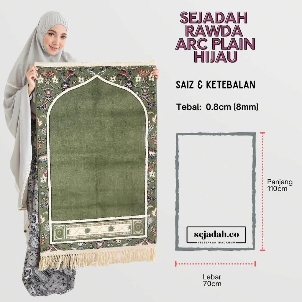 Saiz Sejadah Rawda Arc Plain Hijau.jpeg