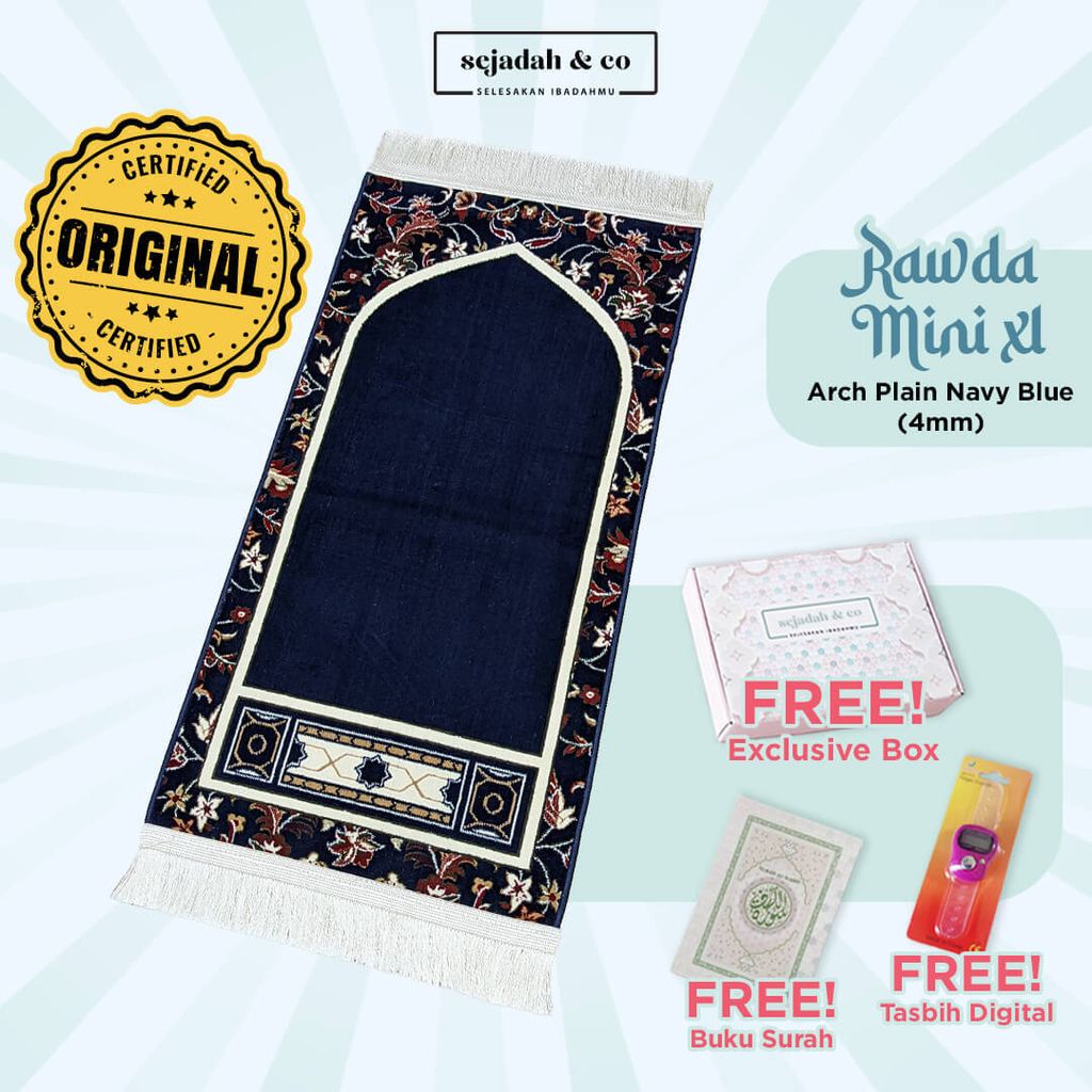 02_Sejadah SCO Rawda Mini XL Arch Plain Navy Blue