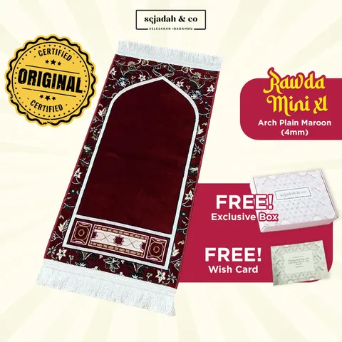 01_Sejadah SCO Rawda Mini XL Arch Plain Maroon 4mm
