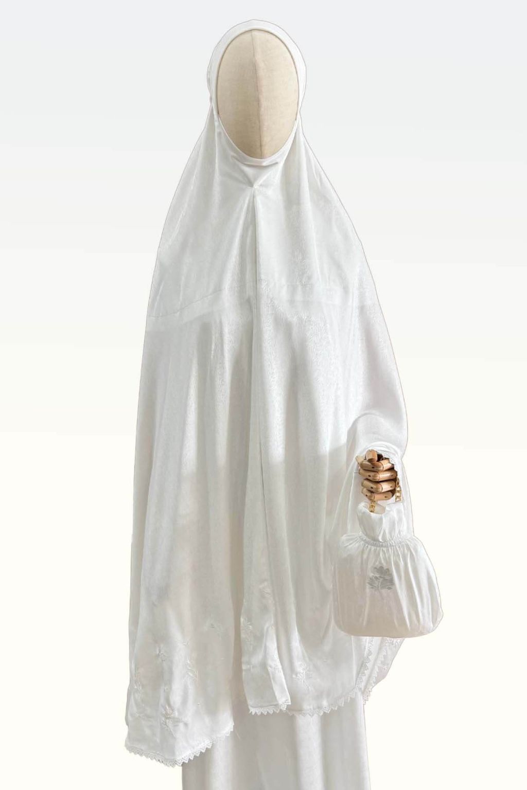 02_Telekung by SEJADAH.CO Silky Sulam 01 Snow White