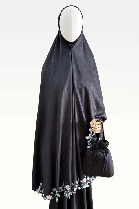 02_Telekung by SEJADAH.CO Silky Sulam 02 Black