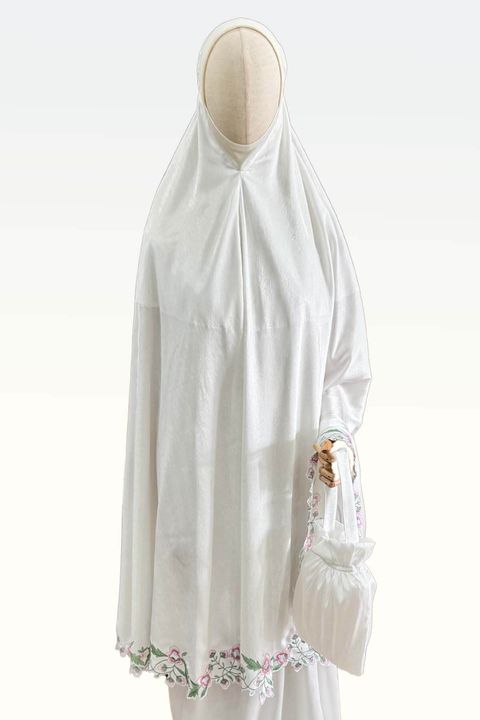 02_Telekung by SEJADAH.CO Silky Sulam 02 White