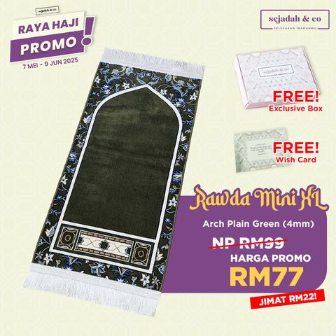 04_Sejadah SCO Rawda Mini XL Arch Plain Green 4mm