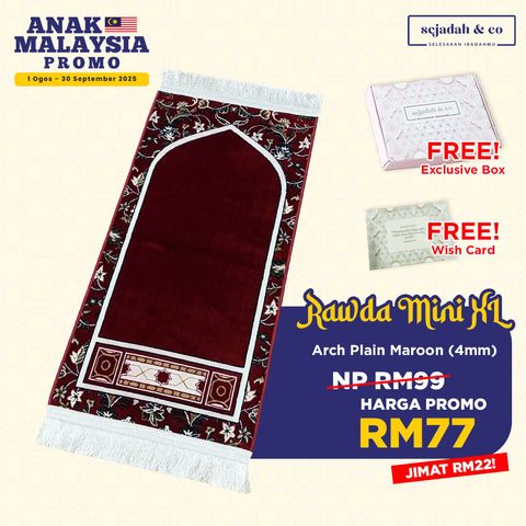 01_Sejadah SCO Rawda Mini XL Arch Plain Maroon 4mm