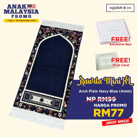 02_Sejadah SCO Rawda Mini XL Arch Plain Navy Blue 4mm