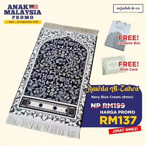 04_Sejadah SCO Rawda Al-Zahra Navy Blue Cream 8mm