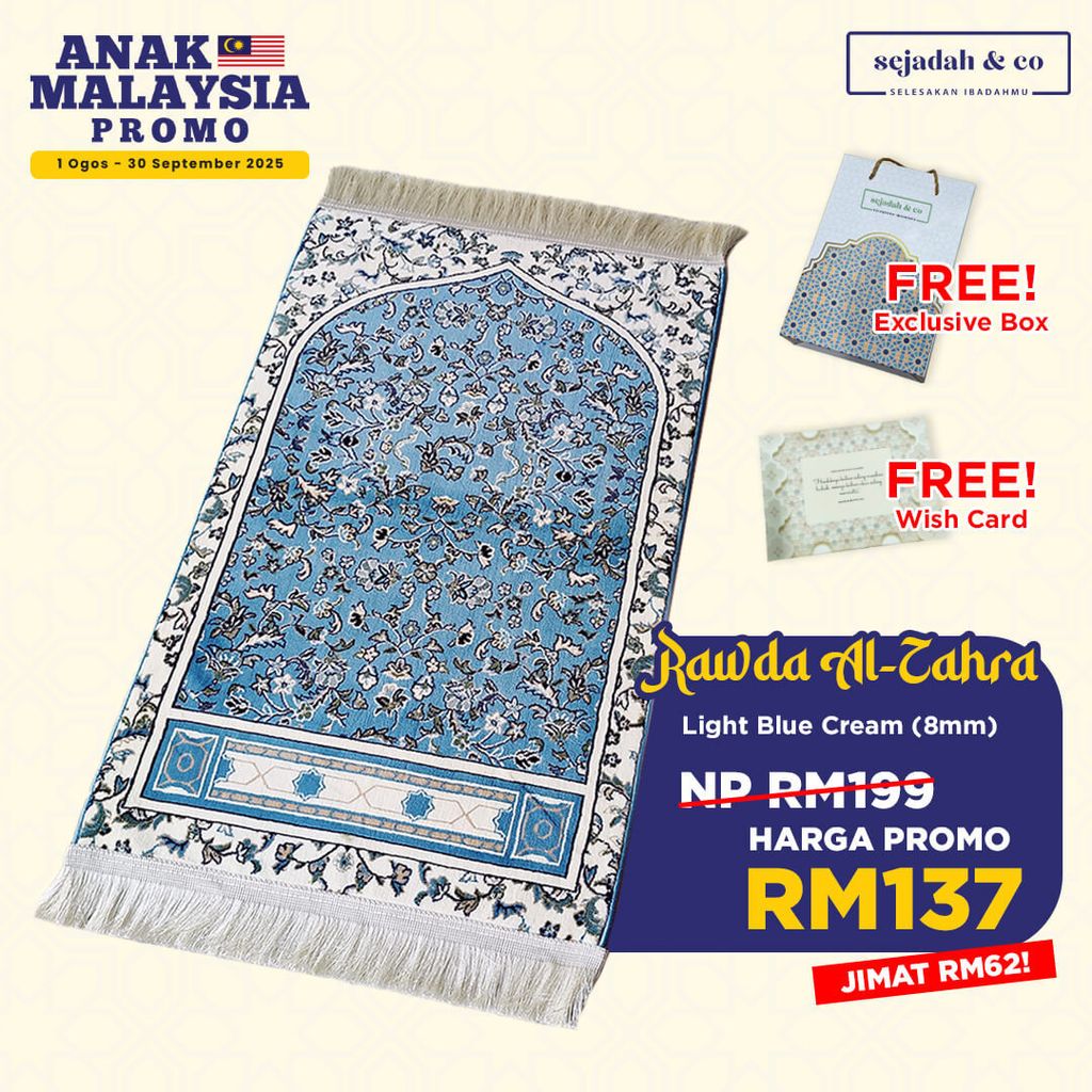 02_Sejadah SCO Rawda Al-Zahra Light Blue Cream 8mm