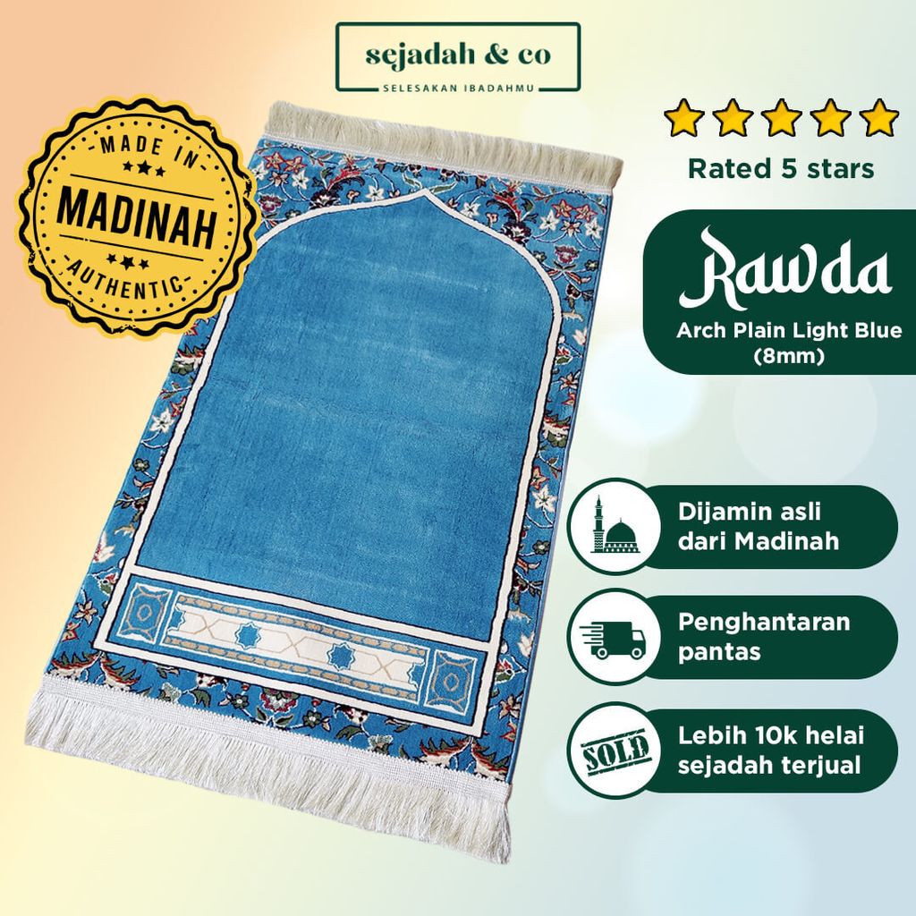 01_Sejadah SCO Rawda Arch Plain Light Blue 8mm
