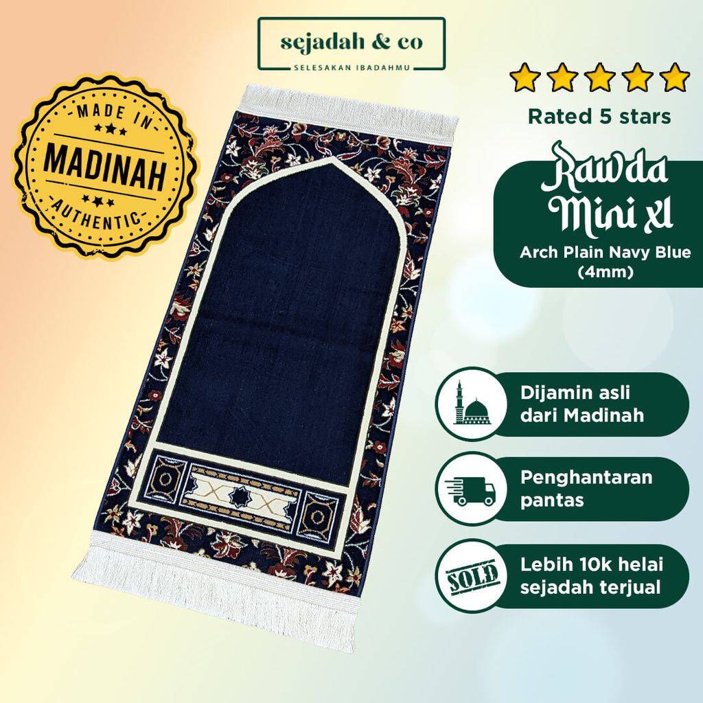 02_Sejadah SCO Rawda Mini XL Arch Plain Navy Blue 4mm