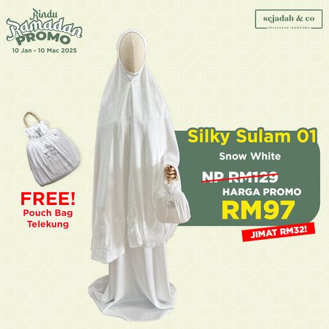 01_Telekung SCO Silky Sulam 01 Snow White