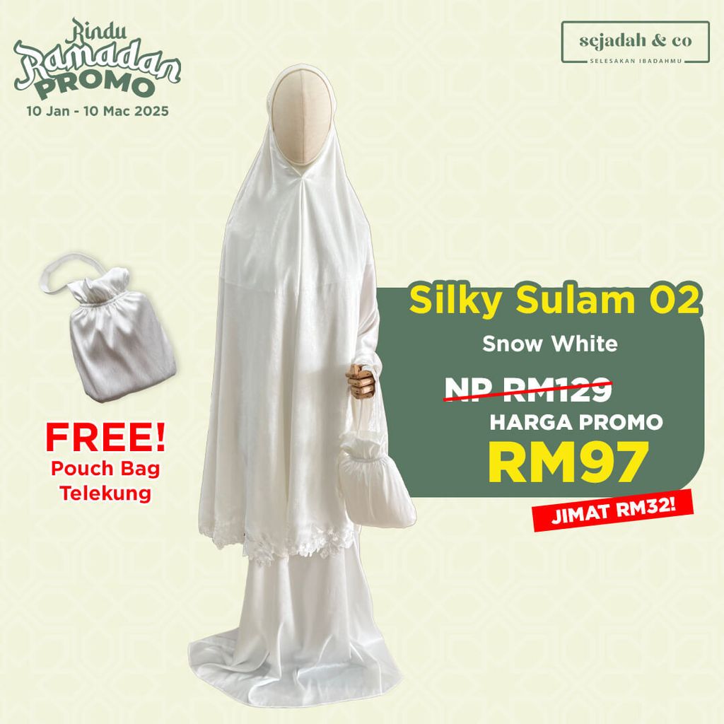 01_Telekung SCO Silky Sulam 02 Snow White