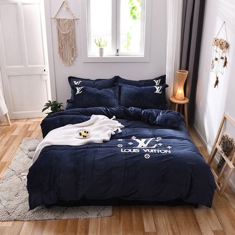 LV Double-Sided Milk Crystal Four-Piece Quilts BLUE USD116.jpg