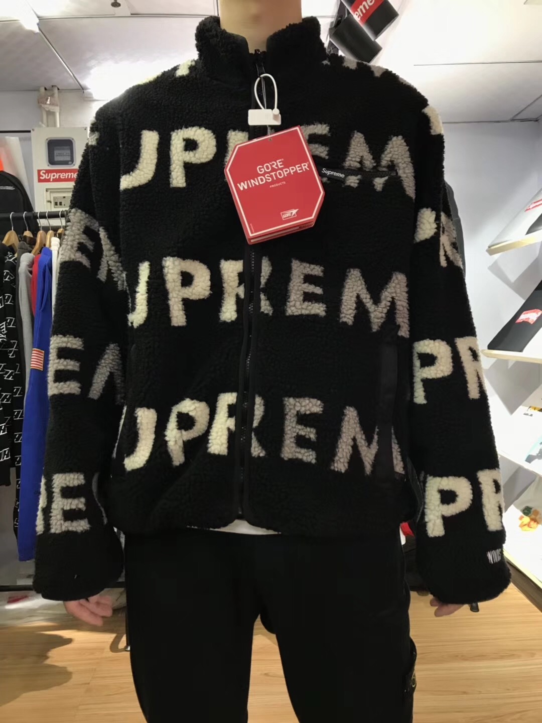 supreme reversible logo fleece jacket