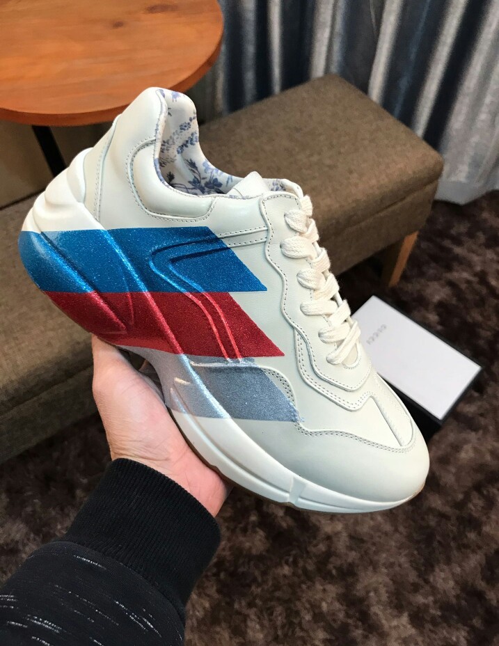 gucci blue and red stripe shoes