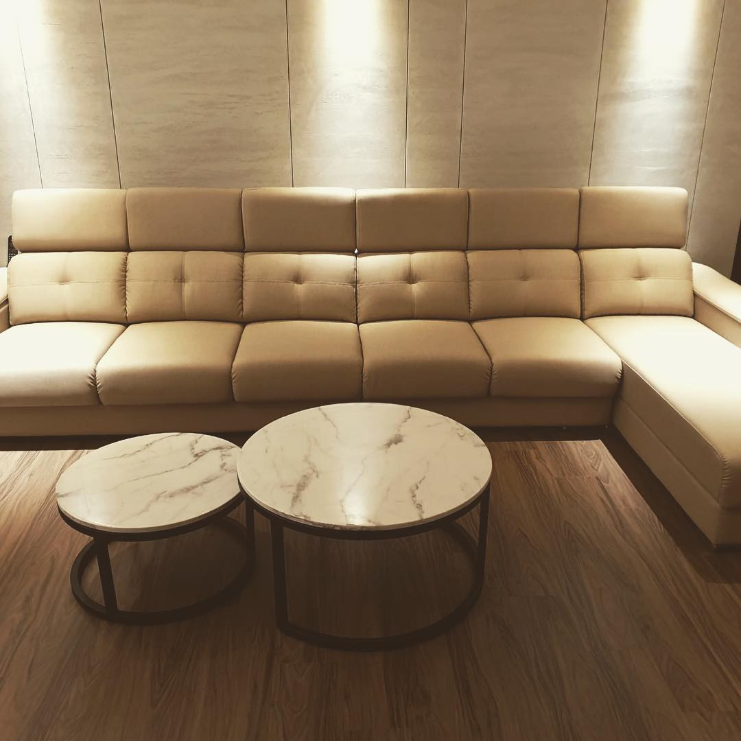 消光黑大理石大小茶几組