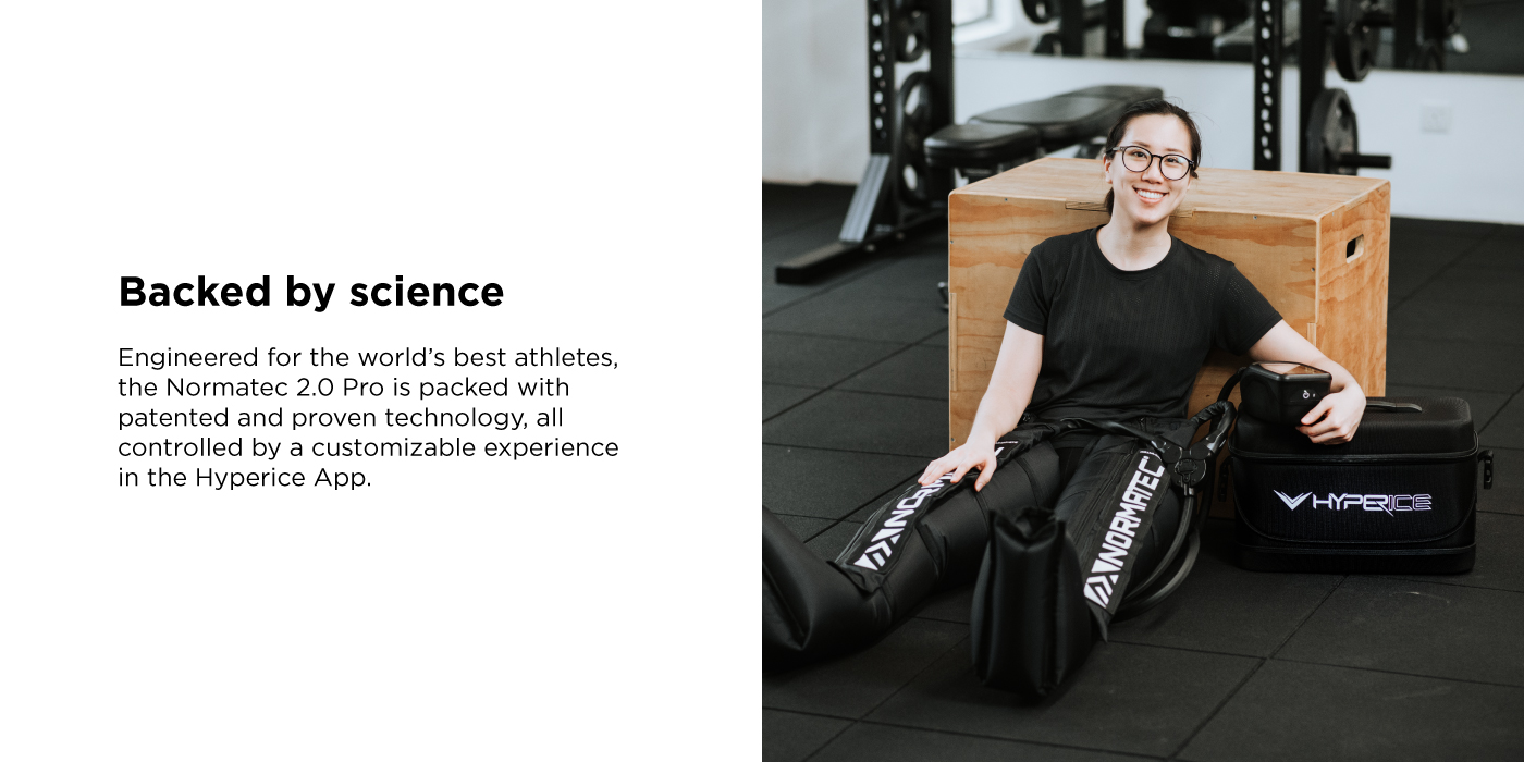 Engineered for the world’s best athletes, the Normatec 2.0 Pro is packed with patented and proven technology, all controlled by a customizable experience in the Hyperice App. Engineered for the world’s best athletes, the Normatec 2.0 Pro is packed with patented and proven technology, all controlled by a customizable experience in the Hyperice App.