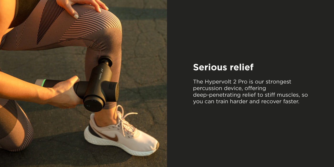 The Hypervolt 2 Pro is Hyperice's strongest percussion device, offering deep-penetrating relief to stiff muscles, so you can train harder and recover faster.