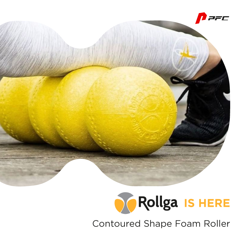 Foam Roller for myofasical release. Rollga's contoured shape is designed to fit your body and reach trigger points that are difficult to reach with an ordinary roller.