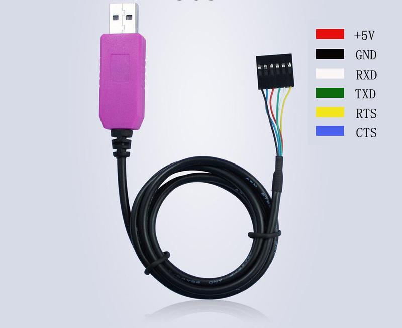 PL2303HXD 晶片品質佳 USB轉TTL RS232 6Pin 桃紅色