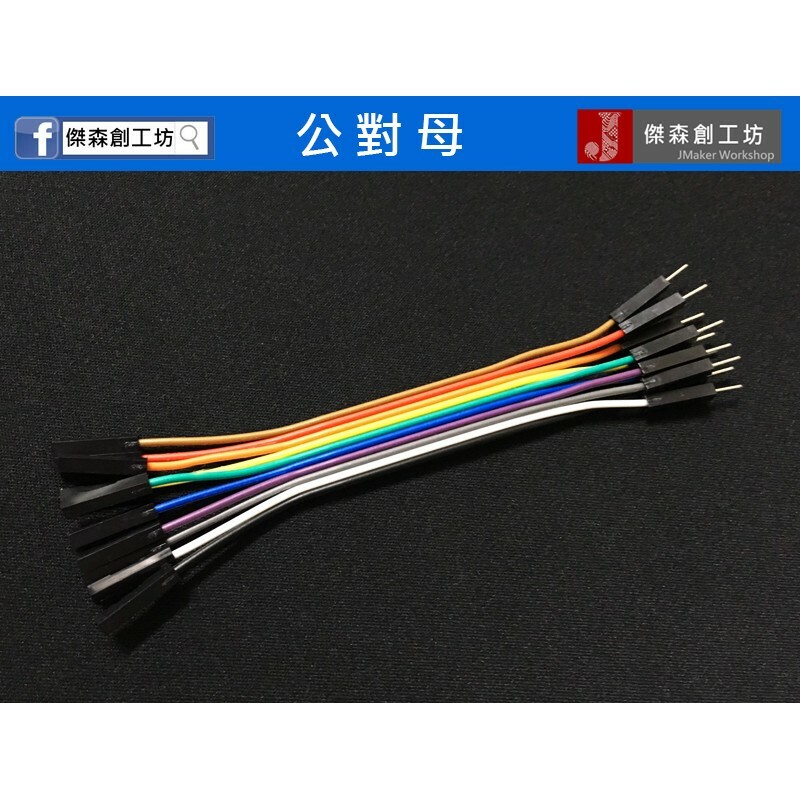 10cm 杜邦線 公對母 10條 12股銅絲含膠殼