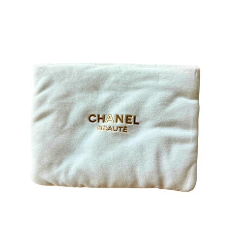 CHANEL Beauté White Velvet Cosmetic Pouch  Makeup Bag