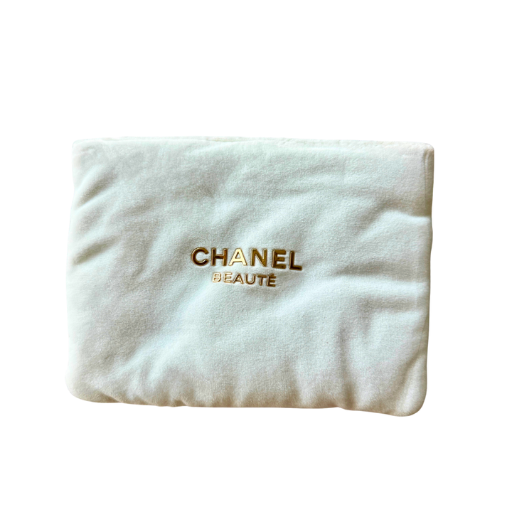 CHANEL Beauté White Velvet Cosmetic Pouch  Makeup Bag
