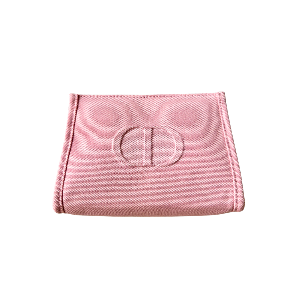 Dior Beauty Pink Canvas Cosmetic Pouch  Makeup Bag