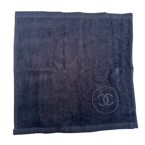 Chanel Beauté Embroidered CC Logo Cotton Hand Towel Black