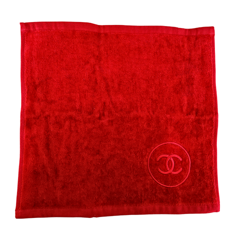 Chanel Beauté Embroidered CC Logo Cotton Hand Towel Red