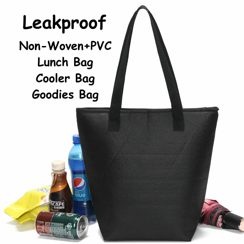 Leakproof Non-woven Lunch Bag Black Plain Leakproof Cooler Bag SKU0816 –  FUSSYSHOP