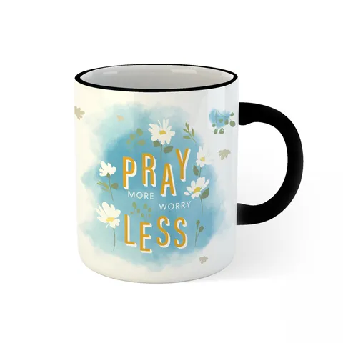 02 - DG MUG - black front - Pray more worry less