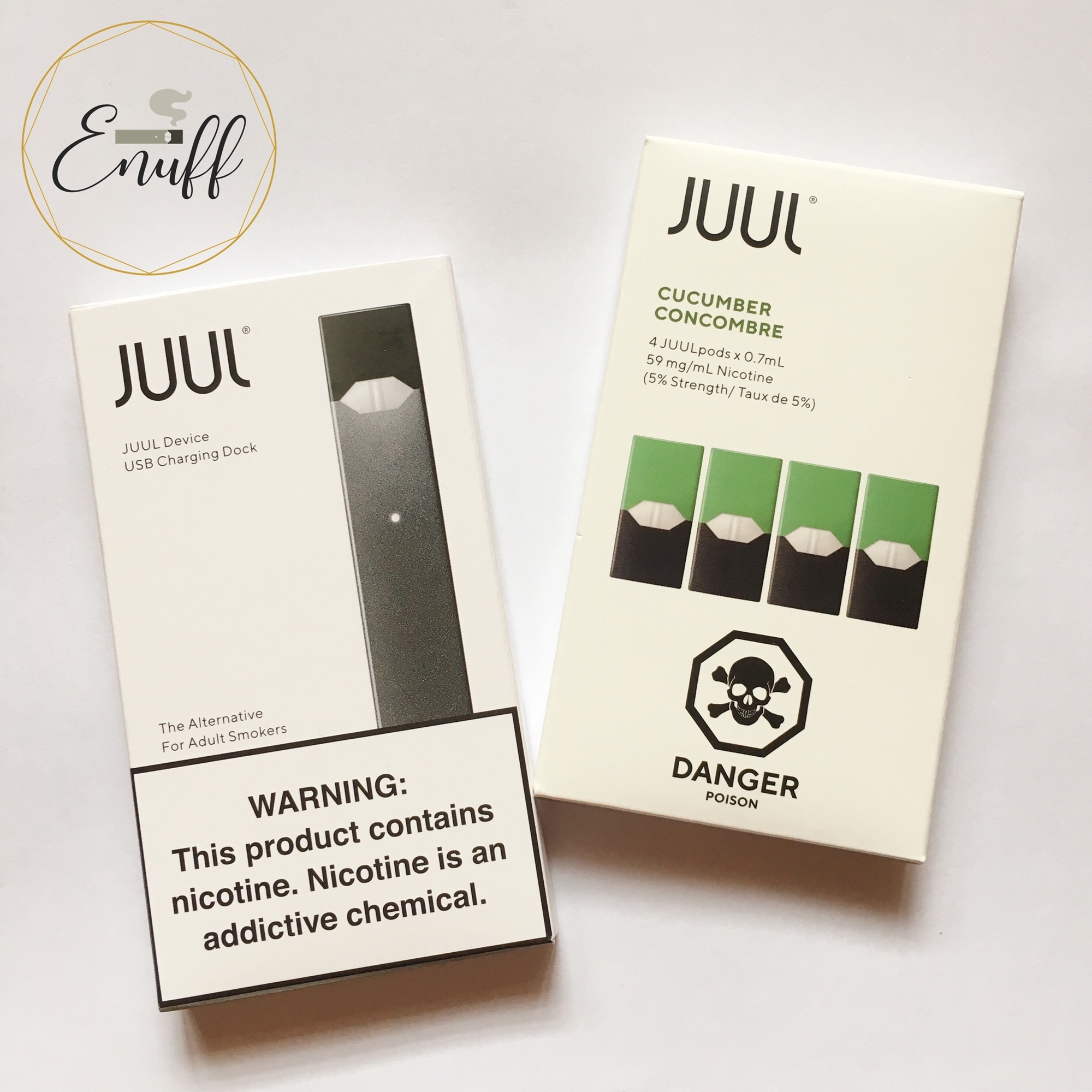 JUUL Slate/Black Device Set with Pods Enuff