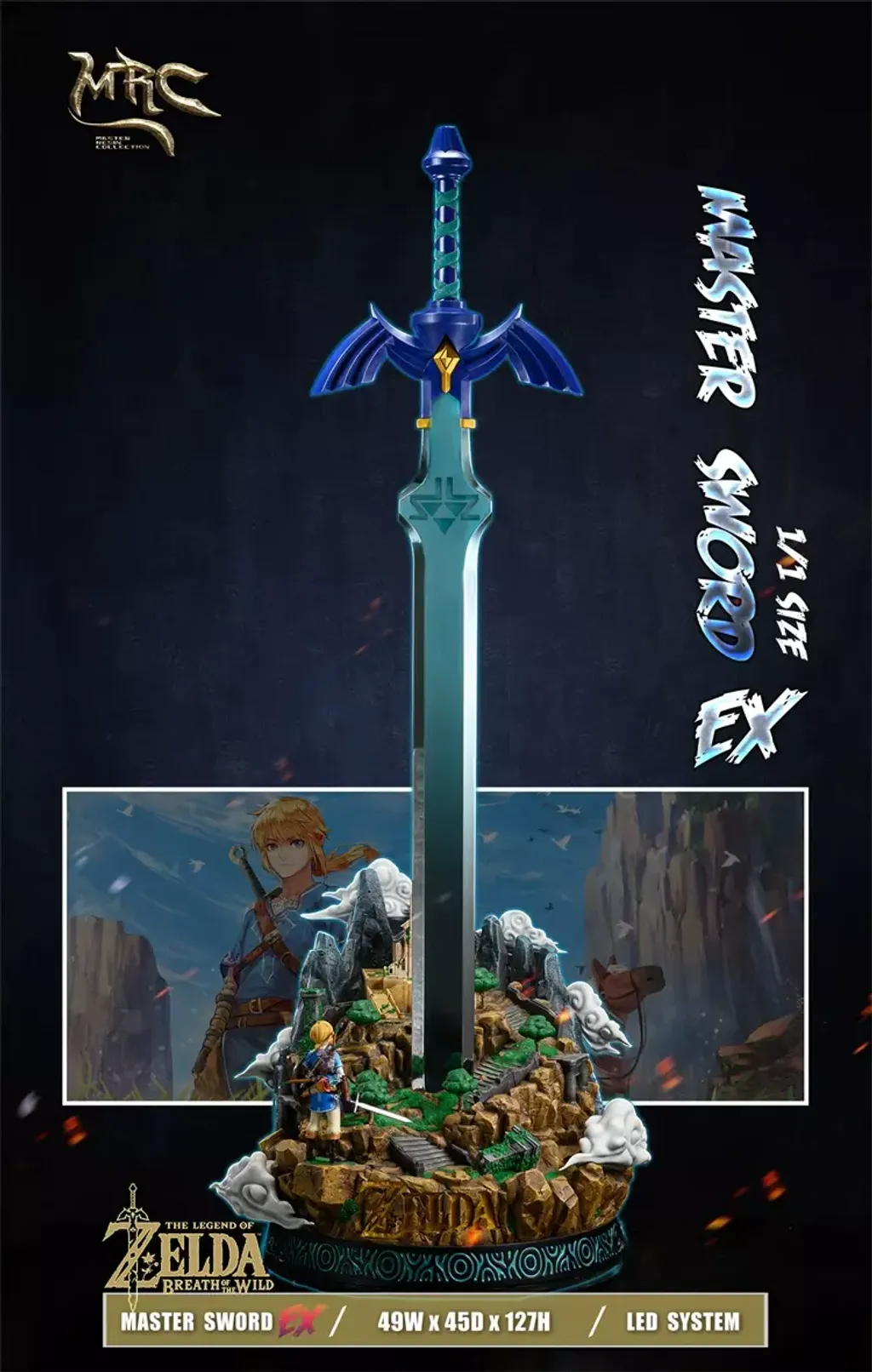 The Legend of Zelda Breath of the Wild Link Master Sword Figure Statue Toy  New