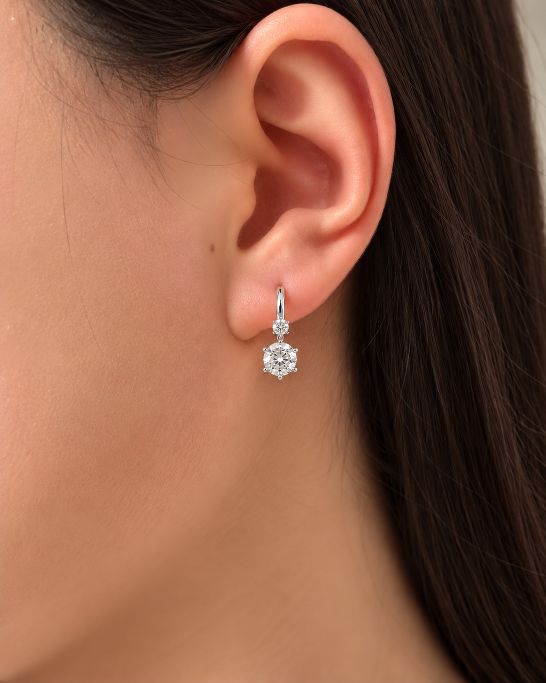 Six-Prong Diamond Drop Earring