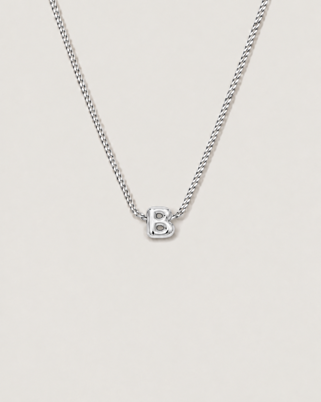 Polished white gold B charm