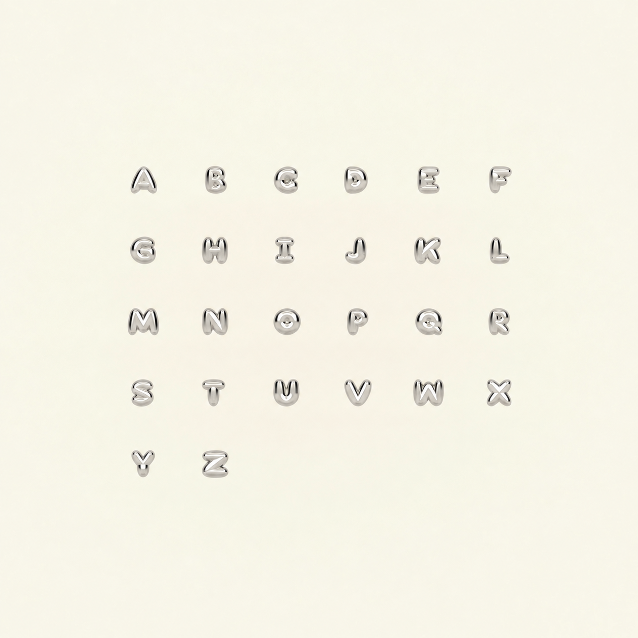 Polished white gold alphabet charms