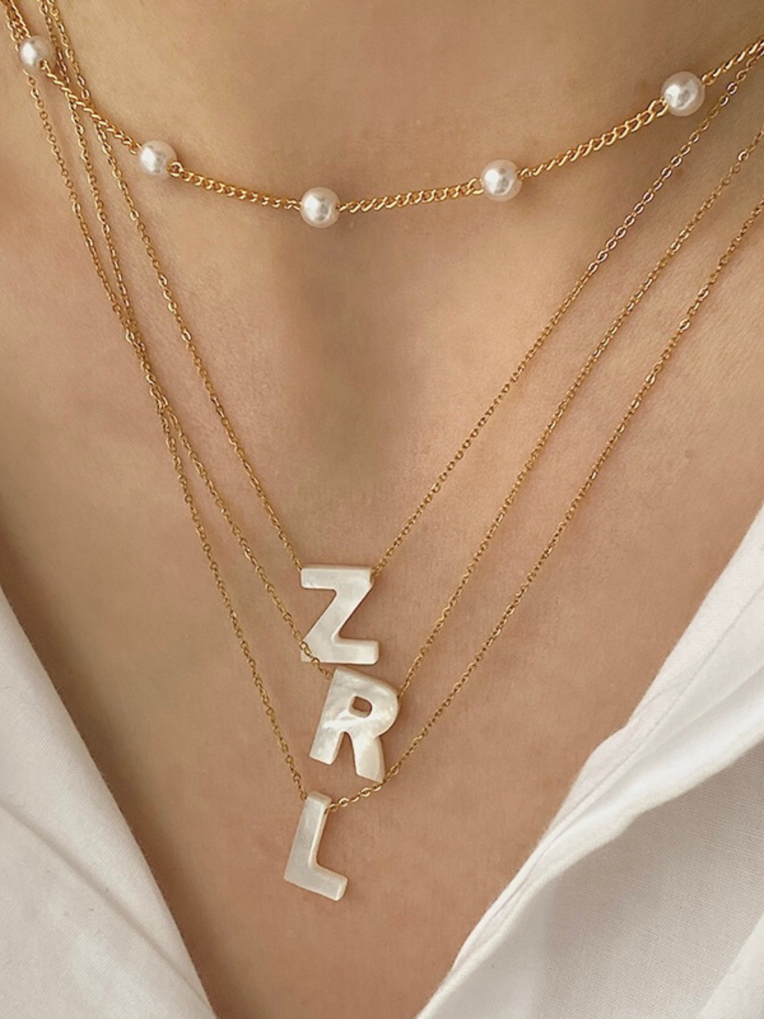 Mother of Pearl Initial Necklace Gold Initial Monogram Freshwater Pearl  Necklace Real Pearl Necklace Gift for Her Anti Tarnish Waterproof - Etsy