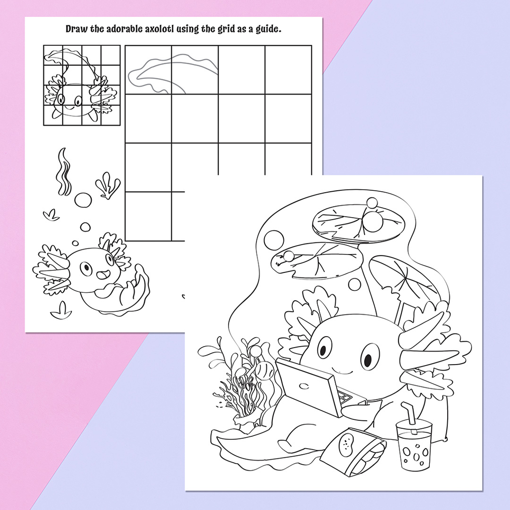 ADORABALE AXOLOTIS COLOURING BOOK 1A