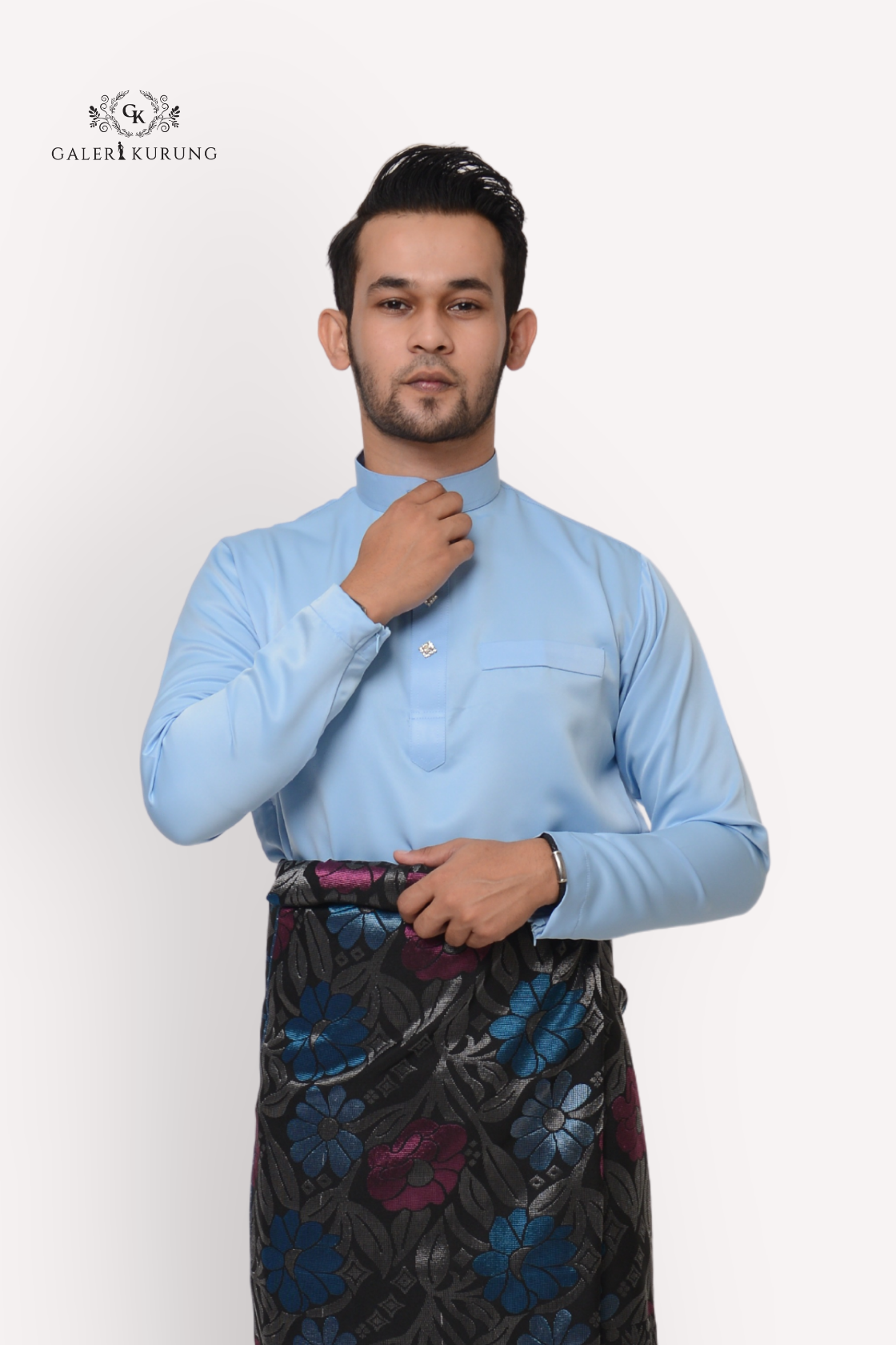 Baju Melayu Slimfit Baby Blue Galeri Kurung