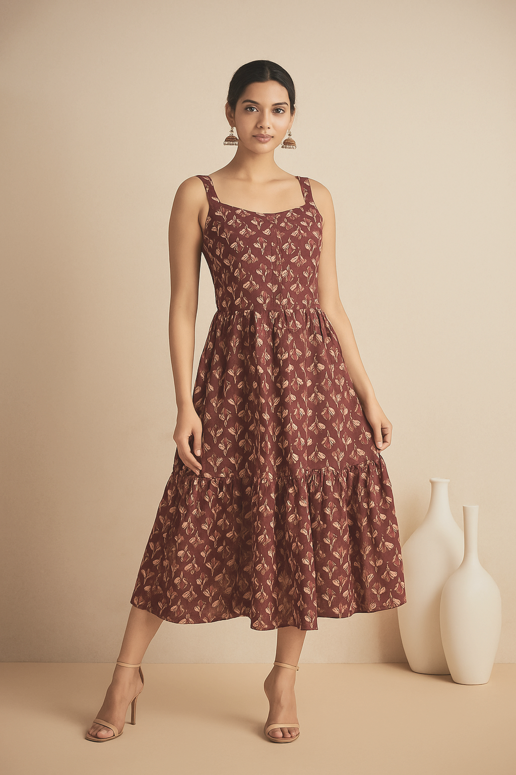 Elegant Portrait in Burgundy Dress