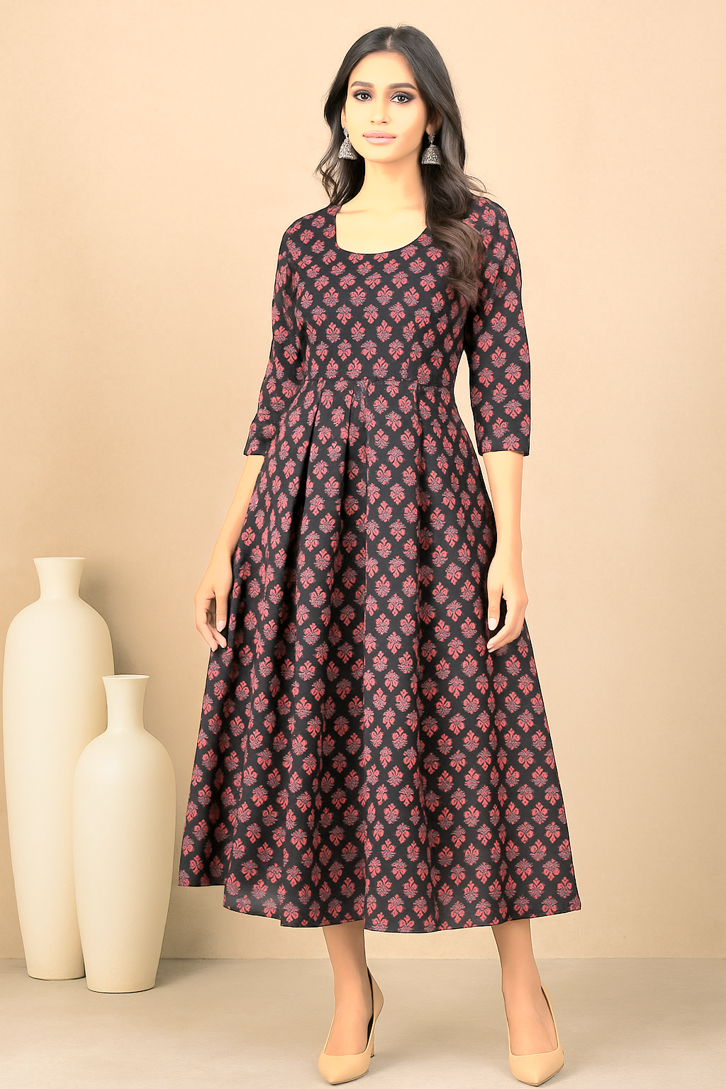 Elegant South Asian Woman in Anarkali Dress