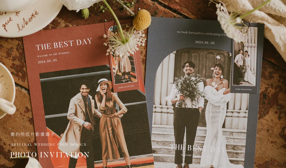 Invitation' 簡約明信片影像婚卡  說明