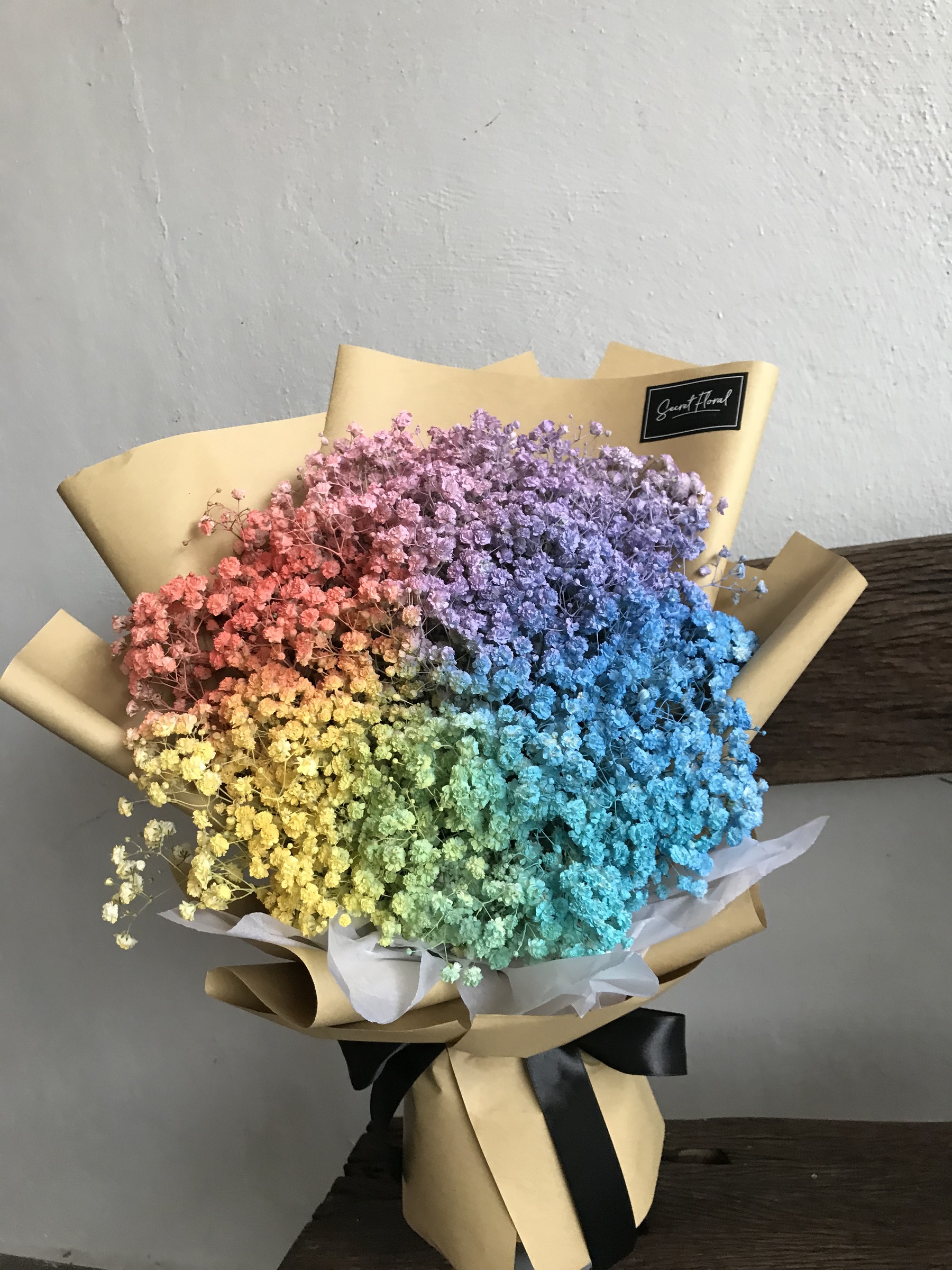 Rainbow Baby Breath Bouquet - Brown wrapping (1).jpeg