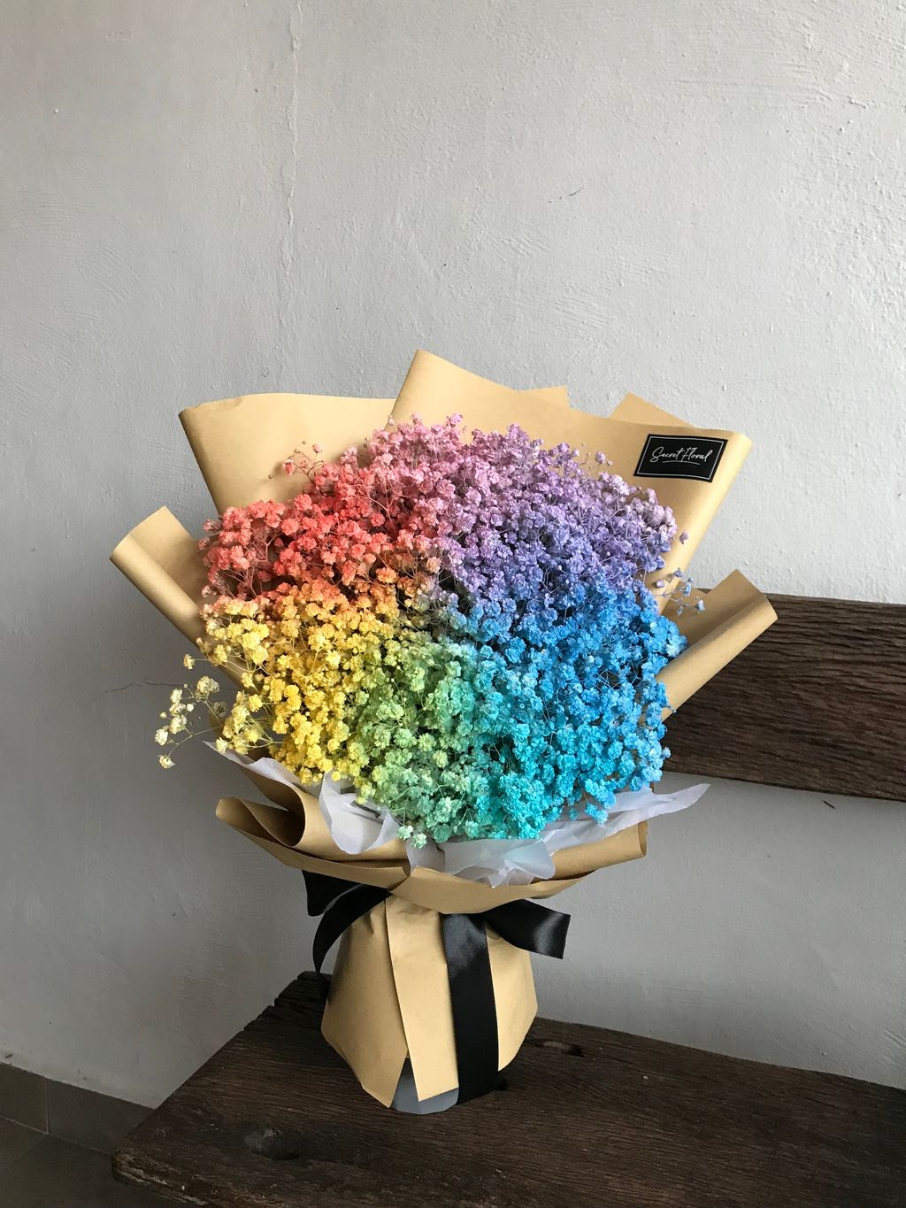 Rainbow Baby Breath Bouquet - Brown wrapping (2).jpeg